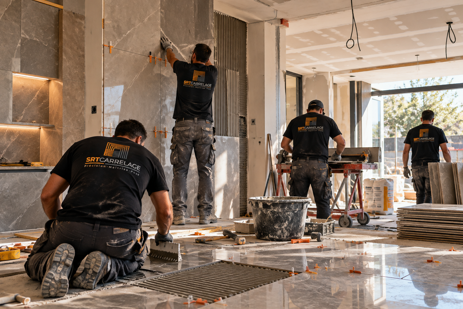 chantier de carrelage en pleine rénovation